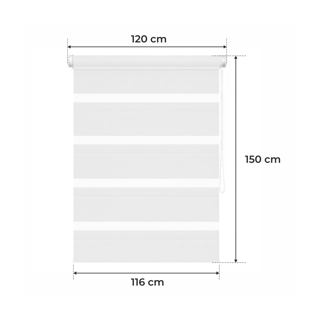 Store de Jour et de Nuit - BLANC - 32 Tailles - BOJANEK JOUR & NUIT - Non Invasif sur la Fenêtre, Installation Sans Perçage, Ajustement de la Chaîne, Supports Réglables pour Différentes Épaisseurs de Fenêtre, Design Moderne, Protection Contre la Lumière e