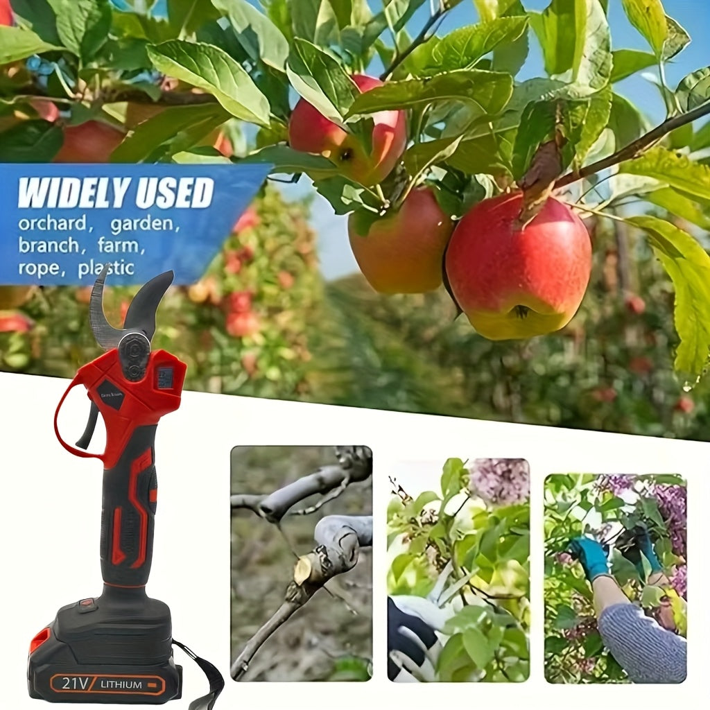Ensemble de 9 accessoires comprenant des ciseaux électriques sans fil au lithium, une sécateur électrique avec 2 batteries 1500 mAh, 40 mm, écran, moteur sans balais pour le jardinage, les vergers, les vignobles
