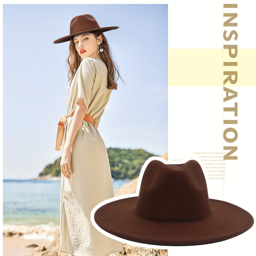 Chapeau Souple à Large Bord Unisexe pour Homme et Femme : Chapeau Panama Classique en Feutre, Chapeau à Large Bord en Velours Western - Convient aux Hommes et Femmes Adultes