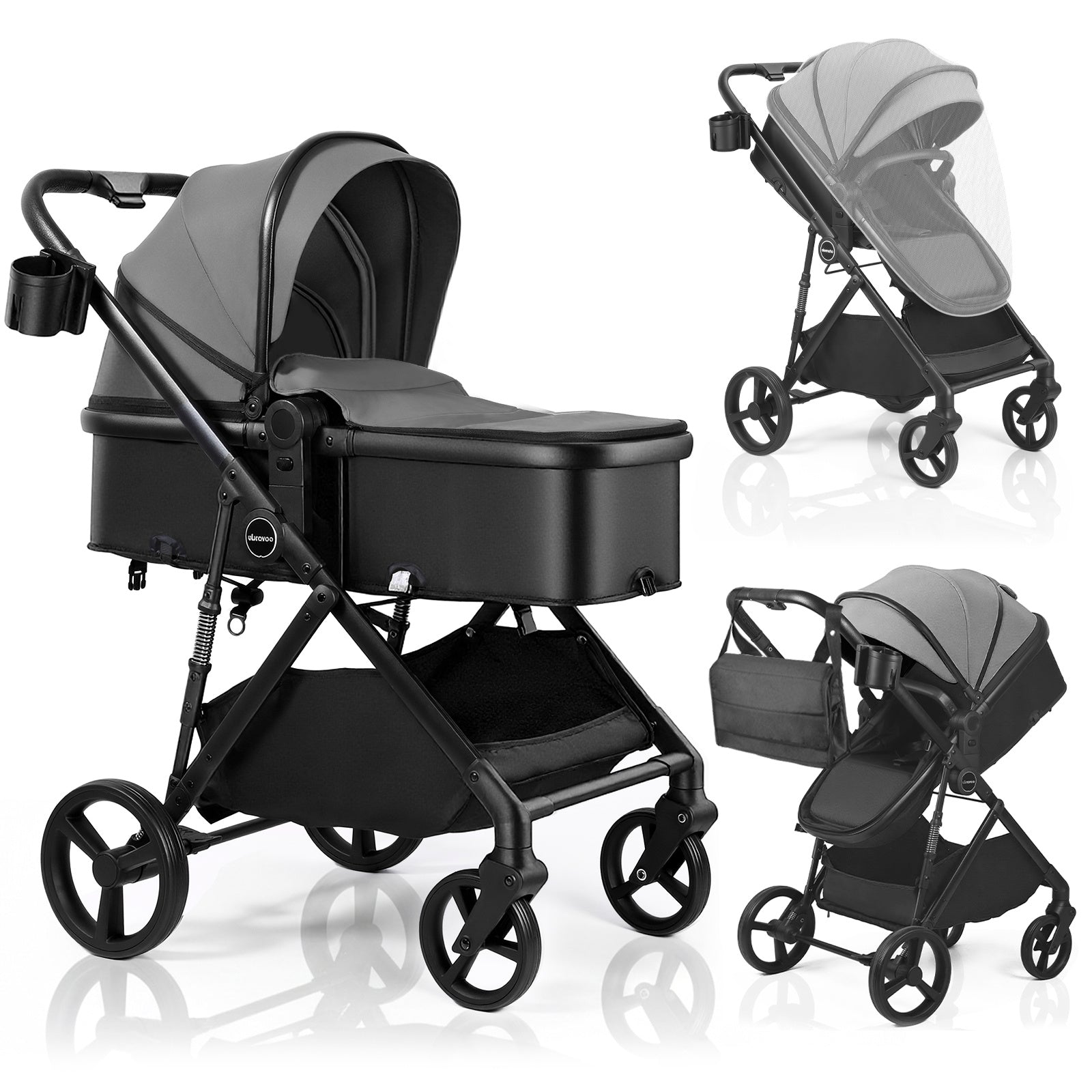 UBRAVOO Poussette 2-en-1, Poussette Pliable pour Nouveau-né avec Siège Réversible, Pare-soleil, Panier de Rangement Extra-Large, Porte-Gobelet, Harnais 5 Points, Siège Réglable, Conception Légère et Pliage à Une Main (Ne Convient Pas comme Porte-Bébé)
