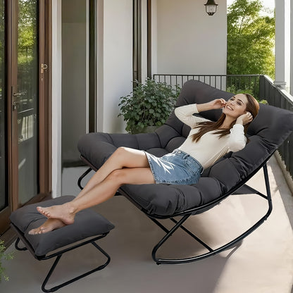 Fauteuil à Bascule Moderne pour Salon avec Fonction Inclinable, Fauteuil à Bascule pour la Maison, Fauteuil à Bascule de Luxe pour Chambre, Disponible en Noir et Gris, Idéal pour les Loisirs en Famille, Cadeau de Vacances Parfait, Adapté à Toutes les Sais