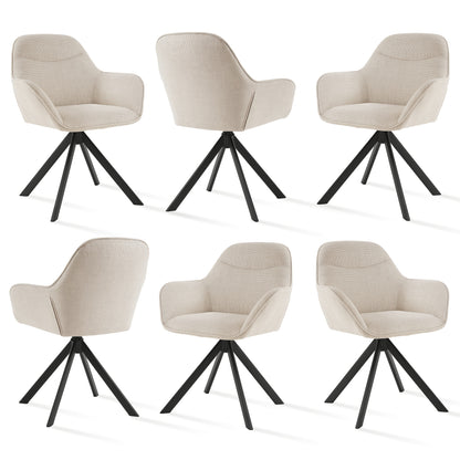 Chaises de salle à manger élégantes et contemporaines, pivotantes à 360 degrés, rembourrées avec assises épaisses, conçues de manière ergonomique pour les familles, les cafés et les restaurants - Lot de 2/ Lot de 4/ Lot de 6