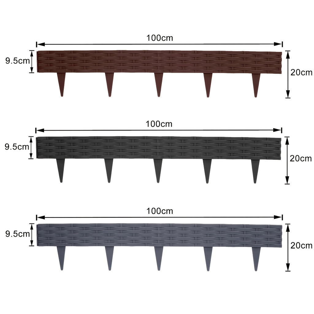 Bordure de pelouse flexible 100Cm Bordure de pavage Aspect rotin Bordure de parterre en plastique Bordure de pierre pour la zonage du jardin Palissade Ensemble Remplacement de pierres de bordure de pelouse