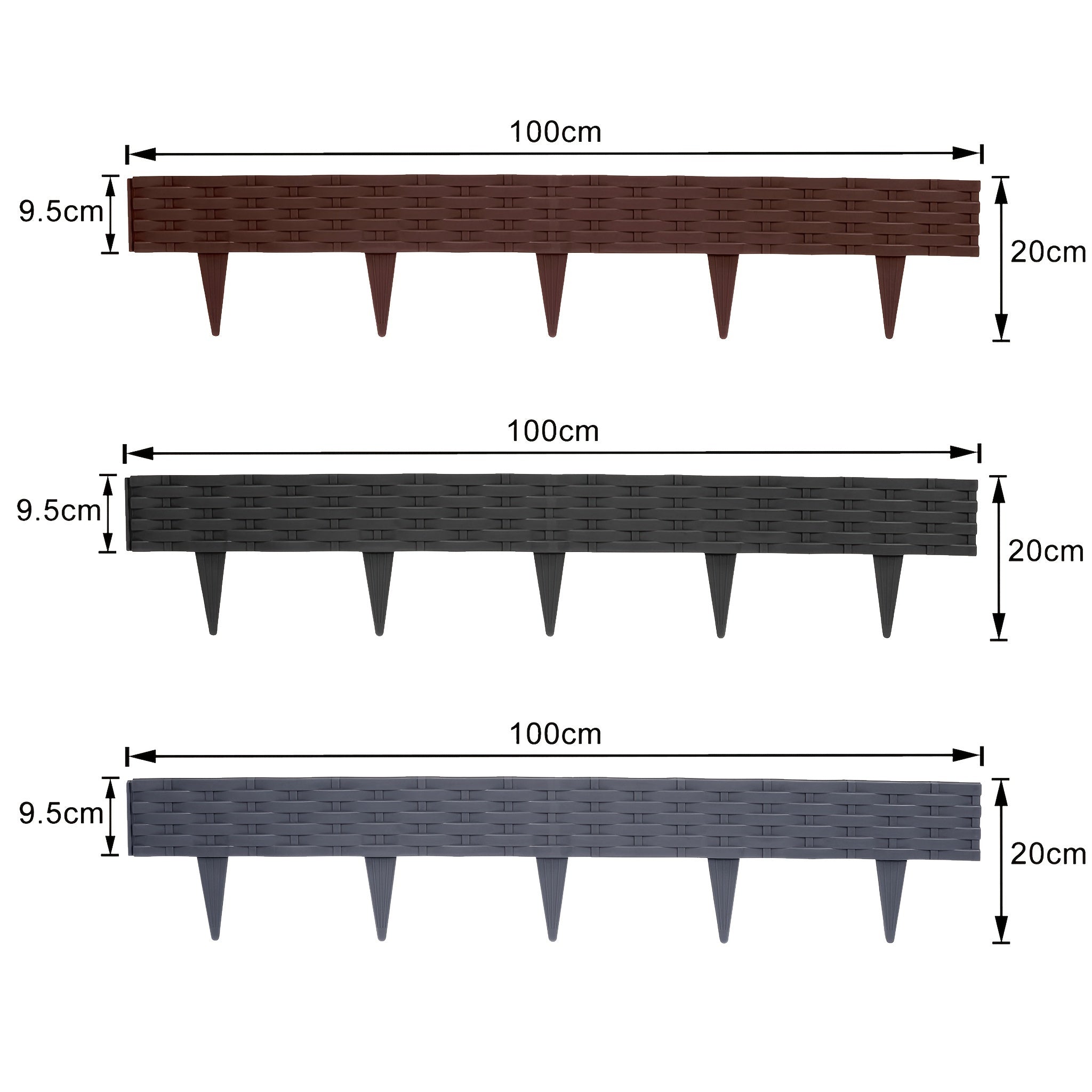 Bordure de pelouse flexible 100Cm Bordure de pavage Aspect rotin Bordure de parterre en plastique Bordure de pierre pour la zonage du jardin Palissade Ensemble Remplacement de pierres de bordure de pelouse
