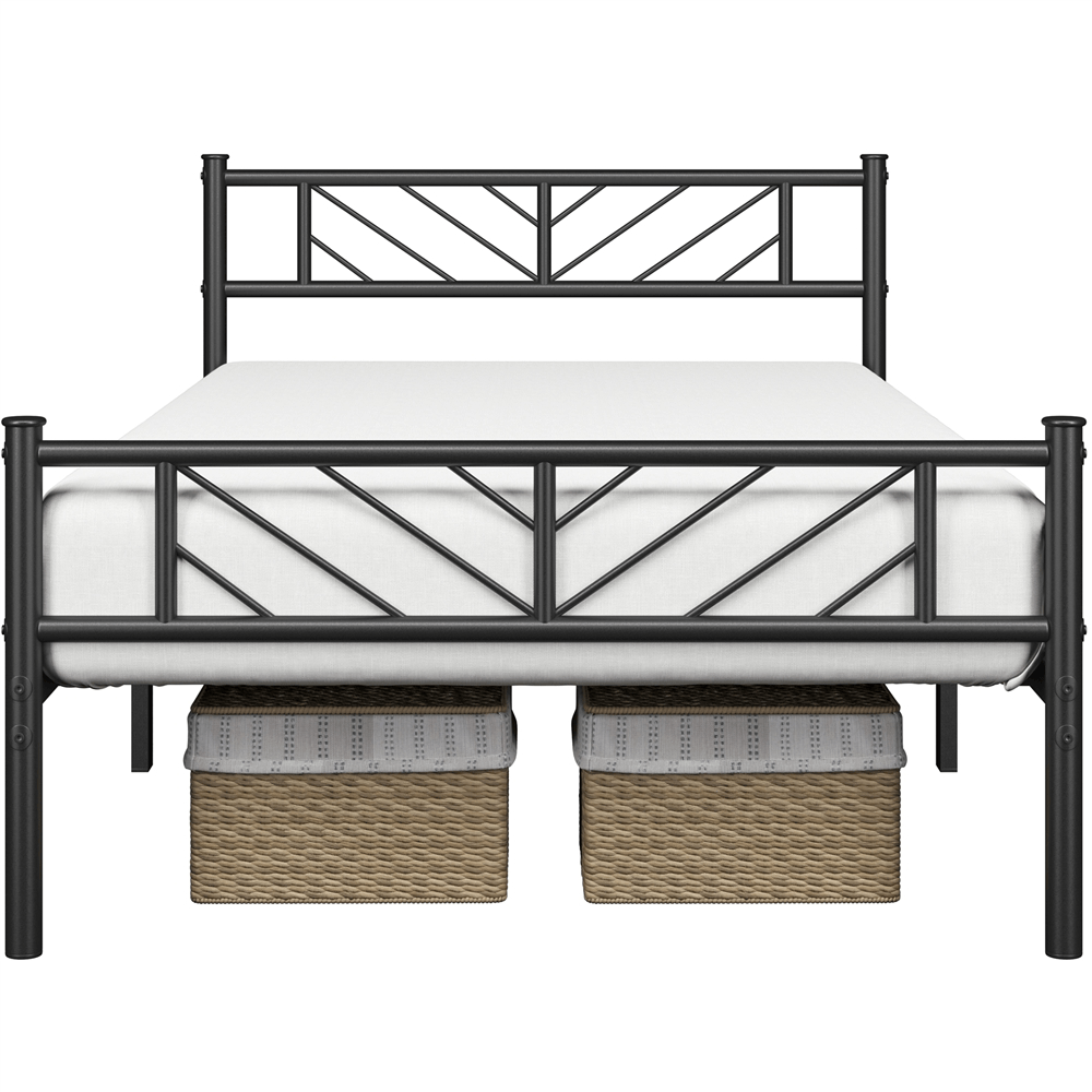 Costoffs Cadre de lit en metal simple Lit en Métal pour Adultes Grande Espace en Lattes Moderne