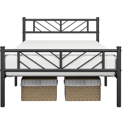 Costoffs Cadre de lit en metal simple Lit en Métal pour Adultes Grande Espace en Lattes Moderne