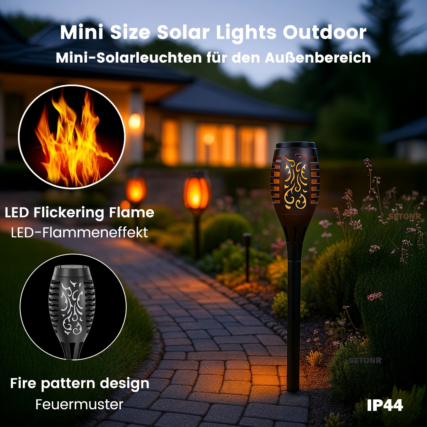 Lumières Torche Feu Solaire - Effet Flamme, Éclairage Extérieur de Jardin et Allée, Plastique Durable, Célébrations de Fêtes et Ambiance de Patio, Décoration de Jardin de Fêtes | Effet Flamme Vacillante | Lampes à Chargement Solaire, Lampes Solaires pour