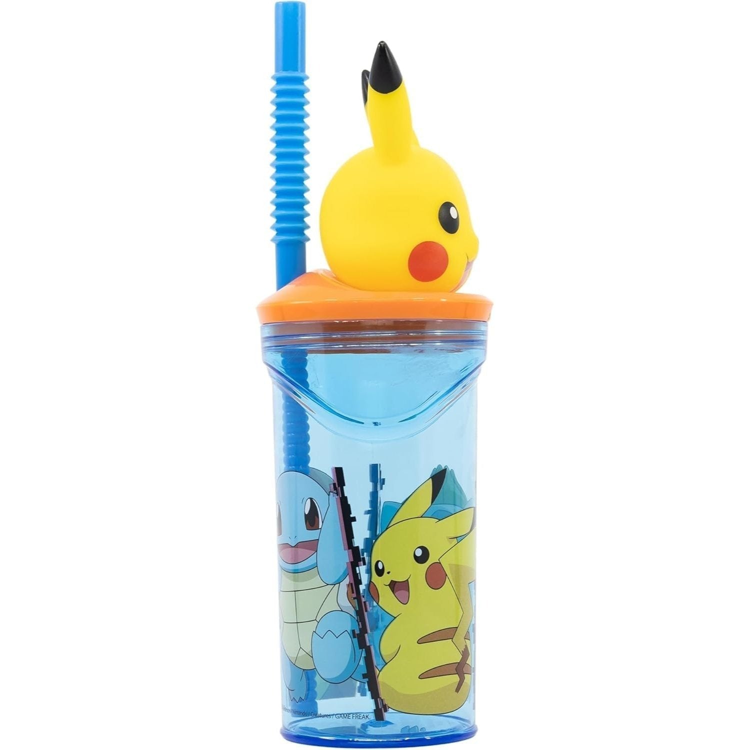 POKÉMON - Tasse de 360 ml avec Paille et Personnage 3D pour Enfants - Pikachu
