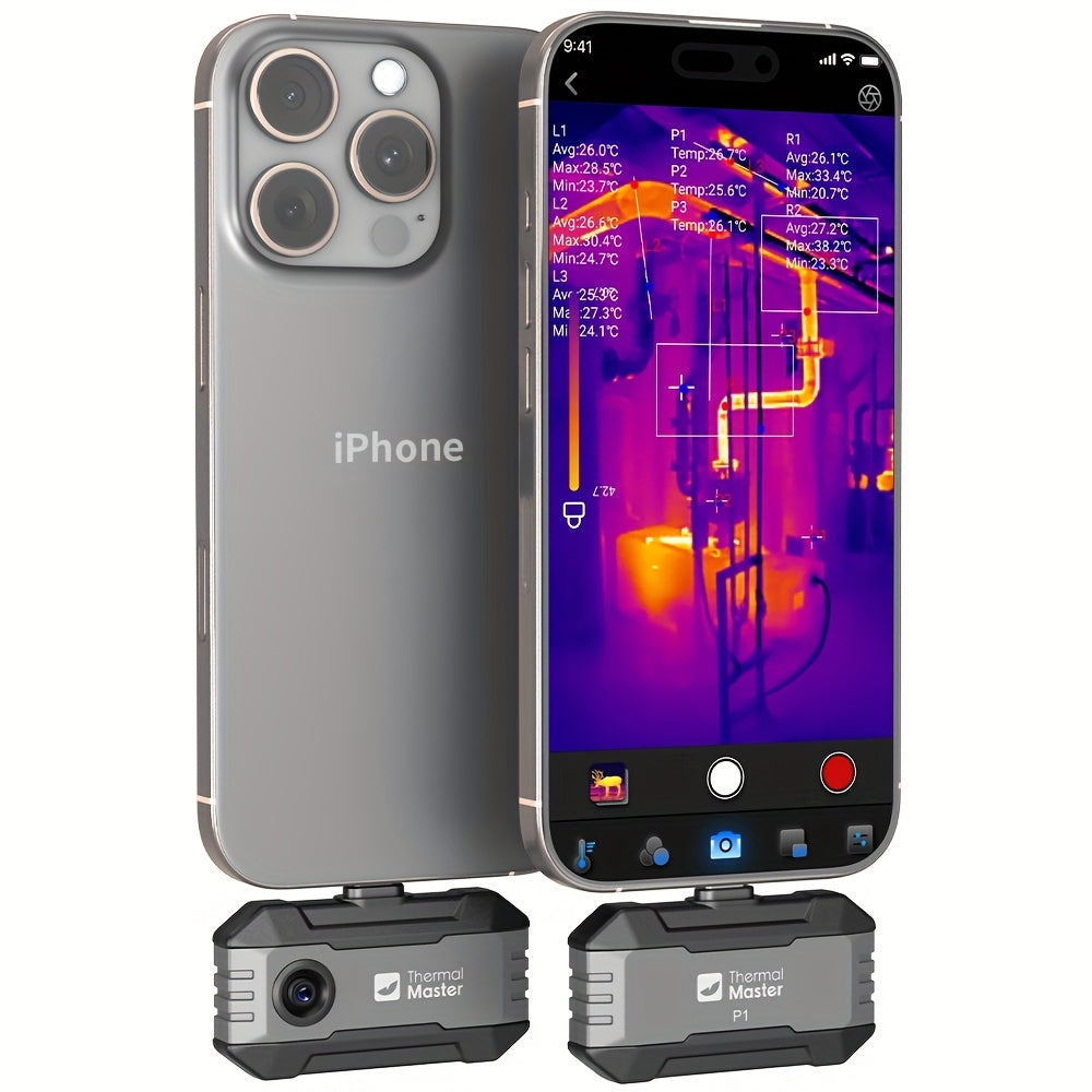 Caméra thermique à infrarouge Thermal Master P1, super résolution 320x340, compatible avec Android et iPhone, plage de haute température 600°C, fréquence d'images 25Hz, idéale pour les inspections résidentielles et la détection de fuites de tuyaux