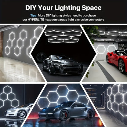 Hexagone Ultra Lumineux pour Lampes de Garage. Plafonnier LED Hexagonal 6500K. Système d'éclairage LED Hexagonal en Nid d'Abeille pour Garage, Atelier de Détail Automobile, Sous-Sol, Entrepôt, Bureau, Salon, Magasin de Pièces Automobiles. Lumières Décorat