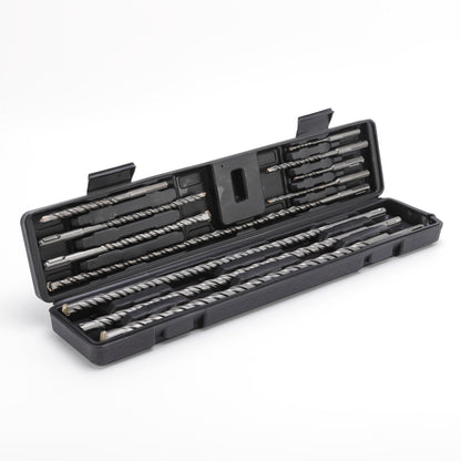 11 pièces Set de Forets Marteau SDS PULS, Forets SDS Plus pour Béton, Maçonnerie, Pierre, Brique, avec Boîte de Rangement Portable, 110mm/160mm/210mm/450mm Longueur