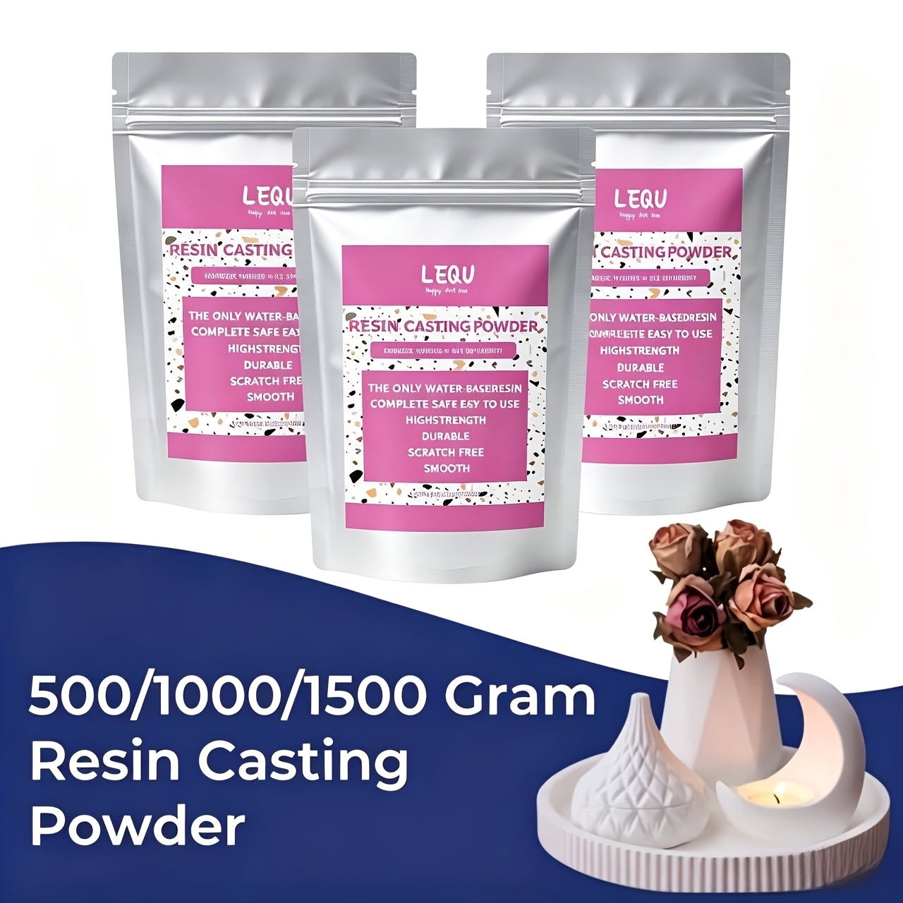 Poudre décorative créative en céramique blanche 1000G/2000G/3000G | Matériaux de moulage | Poudre de moulage | Matériau de modélisation de gypse pour artisanat, œuvres d'art, décorations et projets | Inodore