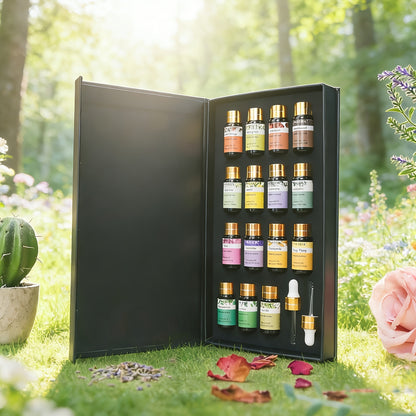 PHATOIL Kit Cadeau de 15 Huiles Essentielles 5ml/0.17fl.oz pour Diffuseurs, Humidificateurs, Fabrication de Bougies - Coffret Cadeau Parfait pour Amoureux, Famille, Amis - Cadeaux de Noël, Cadeaux de la Saint-Valentin, Cadeaux de Pâques, Cadeaux de la Fêt