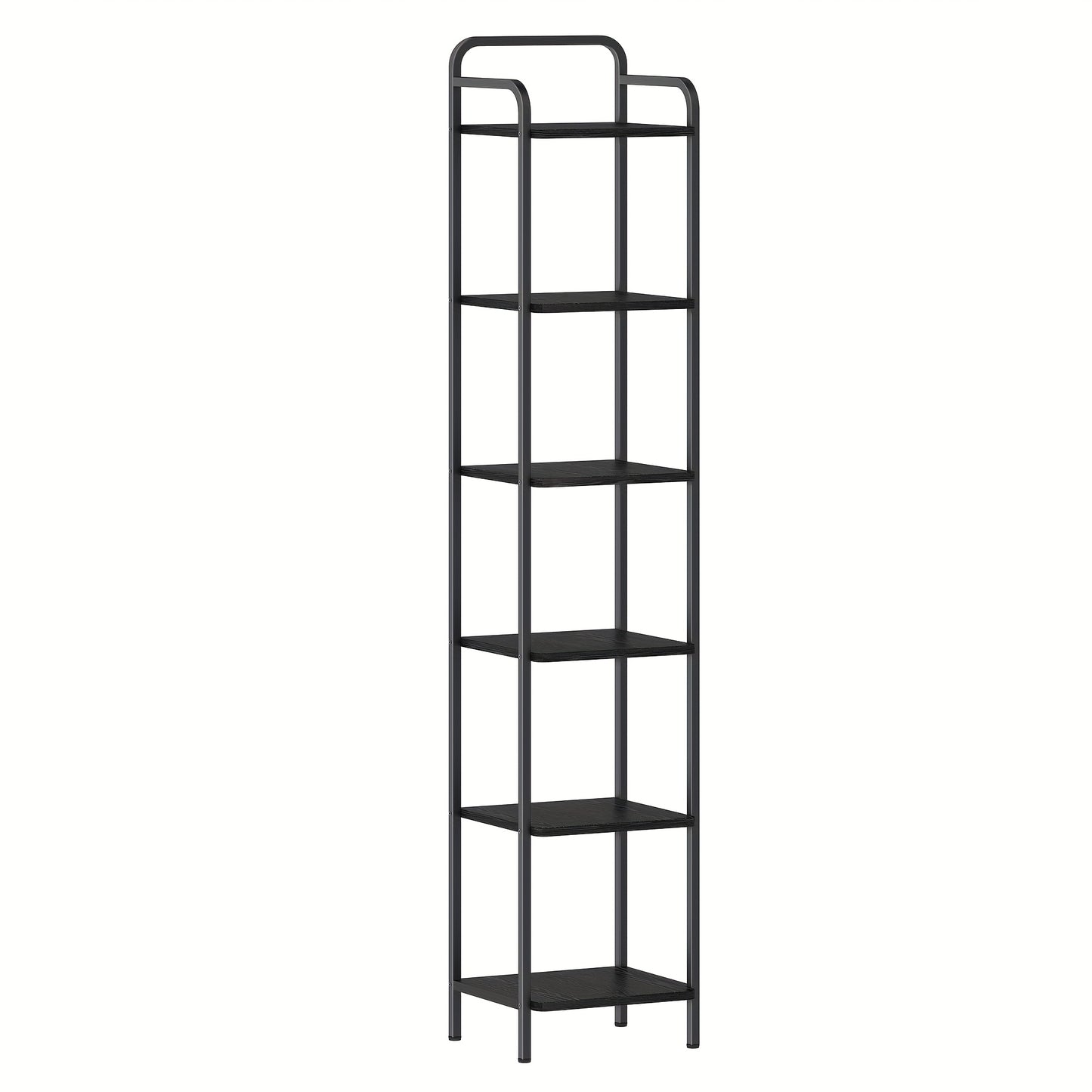 Étagère, Bibliothèque, Étagère Debout, Bibliothèque Mince, Étagère d'Angle Industrielle, Étagère Fine pour Bureau à Domicile, Salon, Chambre, Cuisine, 6 Niveaux, Noir/Brun Rustique et Noir/Blanc Doré