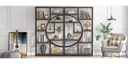 Étagère contemporaine à 5 niveaux, bibliothèques hautes indépendantes pour l'exposition et le rangement avec 9 étagères ouvertes, idéale pour le salon et les coffres de terrasse