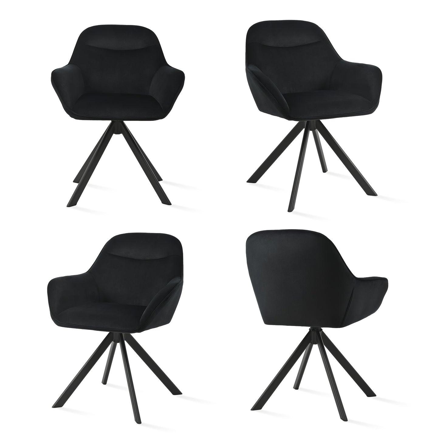 Chaises de salle à manger élégantes et contemporaines, pivotantes à 360 degrés, rembourrées avec assises épaisses, conçues de manière ergonomique pour les familles, les cafés et les restaurants - Lot de 2/ Lot de 4/ Lot de 6