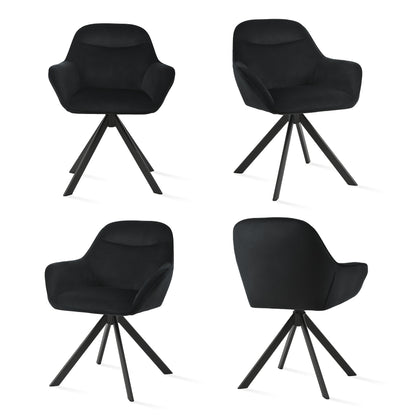 Chaises de salle à manger élégantes et contemporaines, pivotantes à 360 degrés, rembourrées avec assises épaisses, conçues de manière ergonomique pour les familles, les cafés et les restaurants - Lot de 2/ Lot de 4/ Lot de 6