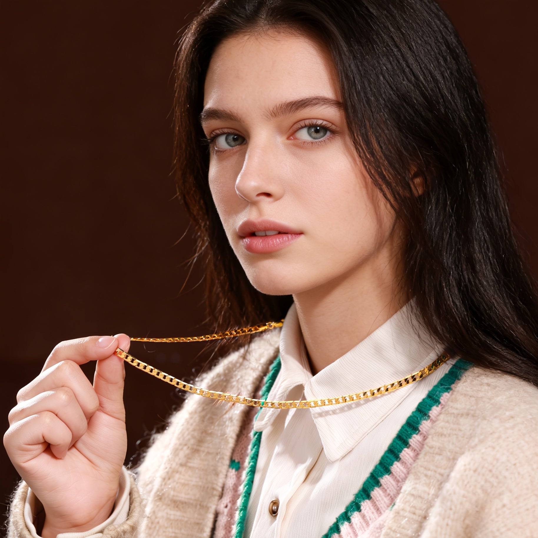Collier Chaîne Cubaine en Argent 925, Grammage 15.5G/18.5G/20.6G, Teneur en Argent 9.3G/11.1G/12.36G, Élégant et Facile à Porter, Idéal pour un Usage Quotidien, Livré avec une Boîte Cadeau Prévue