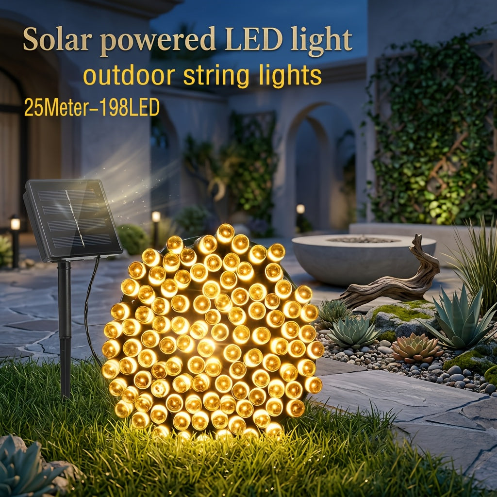 Guirlande Lumineuse Solaire Boule de Cristal 22M/12M 200 LED, 200LED/100LED Extérieur IP65, Lampe Solaire Extérieure, 8 Modes d'Éclairage, Lampe de Jardin Solaire, pour Jardin Patio Porche Décoration de Fête de Mariage Blanc Chaud