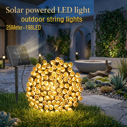 Guirlande Lumineuse Solaire Boule de Cristal 22M/12M 200 LED, 200LED/100LED Extérieur IP65, Lampe Solaire Extérieure, 8 Modes d'Éclairage, Lampe de Jardin Solaire, pour Jardin Patio Porche Décoration de Fête de Mariage Blanc Chaud