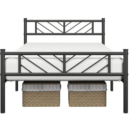 Costoffs Cadre de lit en metal simple Lit en Métal pour Adultes Grande Espace en Lattes Moderne