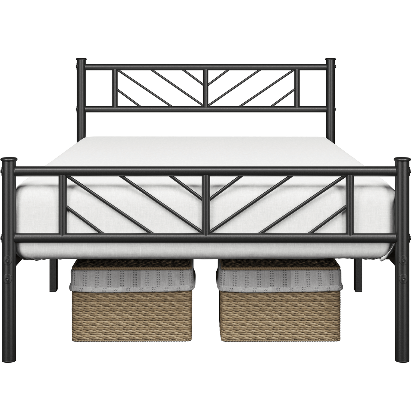Costoffs Cadre de lit en metal simple Lit en Métal pour Adultes Grande Espace en Lattes Moderne