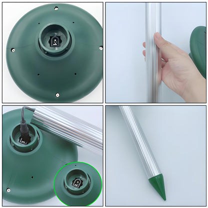 Lot de 2 Répulsifs Solaires Puissants pour Taupes, Campagnols et Rongeurs, Dissuasif Fort pour Petits Mammifères avec Émission de Son et de Vibrations, Fonctionnement Cyclique toutes les 40 Secondes, Portée jusqu'à 30 Mètres, Signal Acoustique Variable, F
