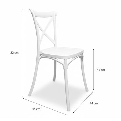 Baroni Home Lot de 4 chaises en plastique blanc – Empilables, prêtes à l'emploi sans assemblage requis, faciles à nettoyer, avec pieds antidérapants pour une stabilité accrue – Idéales pour cuisine, salon, salle à manger, jardin, terrasse ou balcon – Assi
