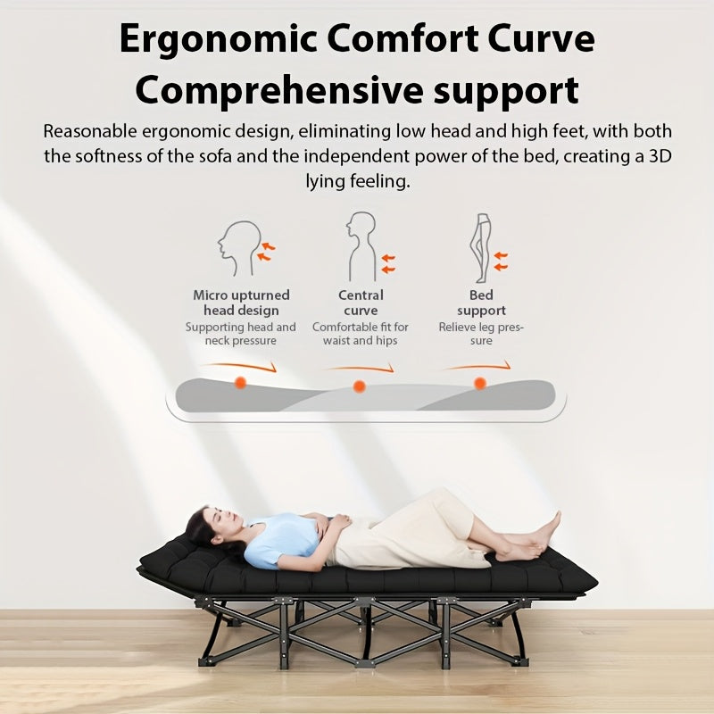 Lit Pliant de Bureau Portable - Cadre en Fer Robuste, Multi-Usage pour Maison, Bureau & Extérieur, Parfait pour les Siestes & la Détente - Compact, Moderne & Durable