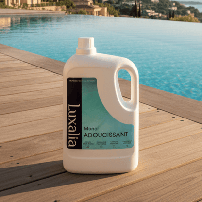 Adoucissant Monoï - Hautement Parfumé - Parfum Envoûtant, Durable & Intense - 250 Lavages 5 Litres - LUXALIA - Assouplissant pour Lessive / Linge.