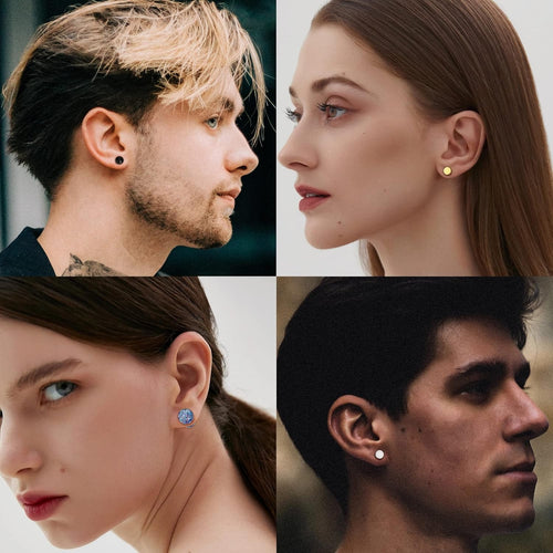 16 Paires de Faux Perles de Gauges pour Hommes et Femmes en 316L et Acier Inoxydable 316L, Faux Gauges et Perles d'oreille en Forme de Tunnel