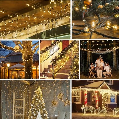 Guirlande Lumineuse Solaire Boule de Cristal 22M/12M 200 LED, 200LED/100LED Extérieur IP65, Lampe Solaire Extérieure, 8 Modes d'Éclairage, Lampe de Jardin Solaire, pour Jardin Patio Porche Décoration de Fête de Mariage Blanc Chaud