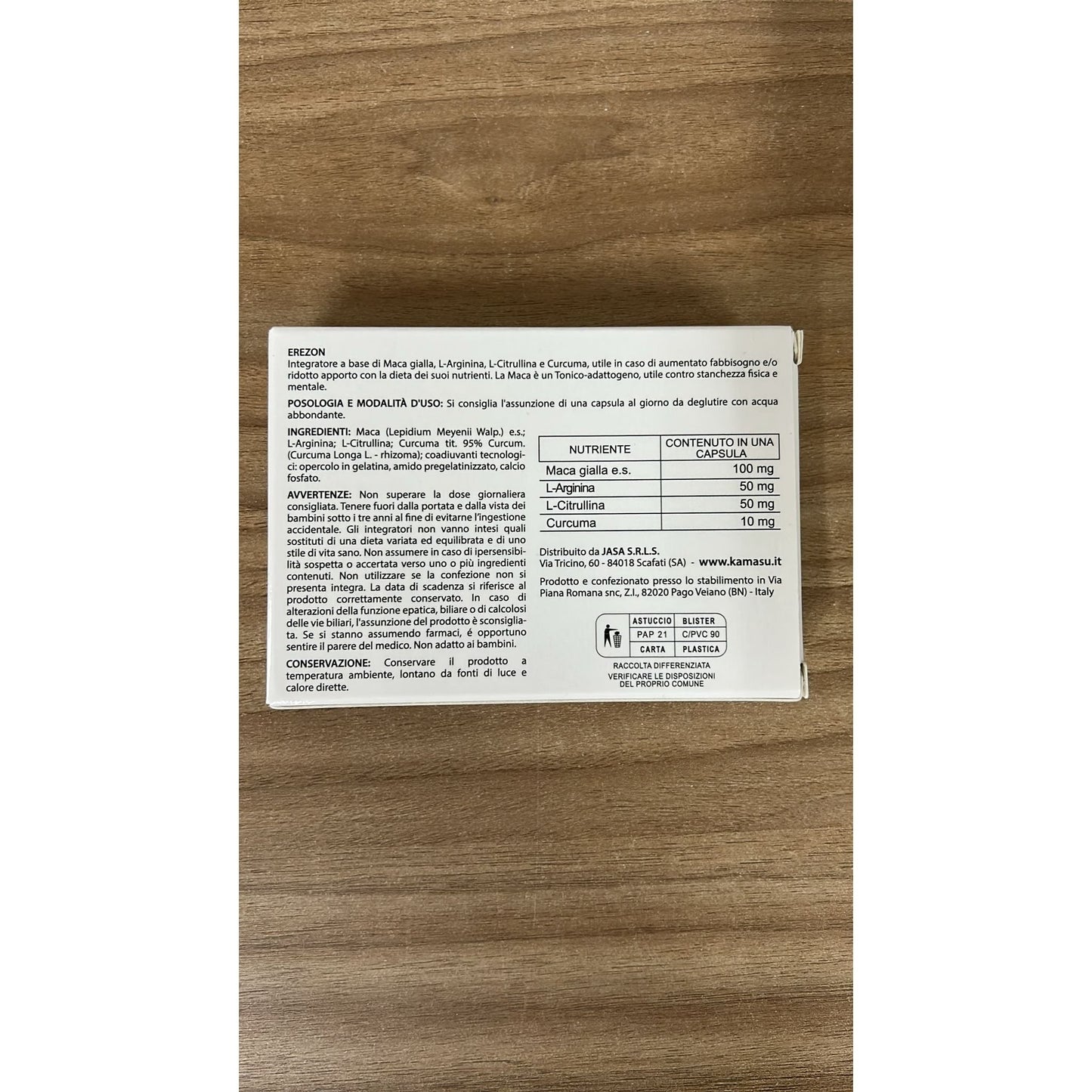 Complément alimentaire en gélules pour homme avec Maca jaune + L-Arginine + L-Citrulline + Curcuma - Fabriqué en Italie