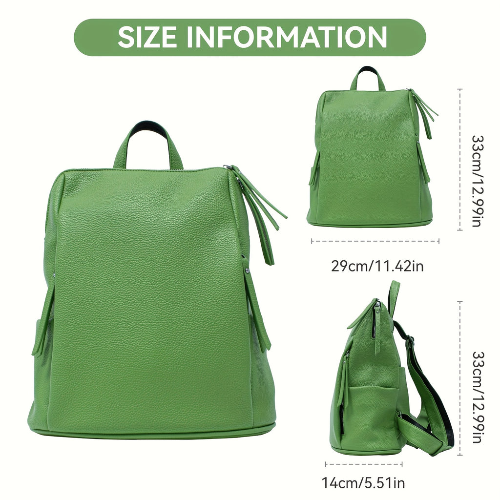 Sac à dos zippé décontracté minimaliste, sac de travail uni pour femmes, idéal pour toutes les occasions