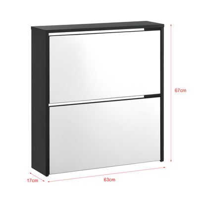 Armoire à chaussures Vogar avec portes miroir de différentes couleurs et tailles