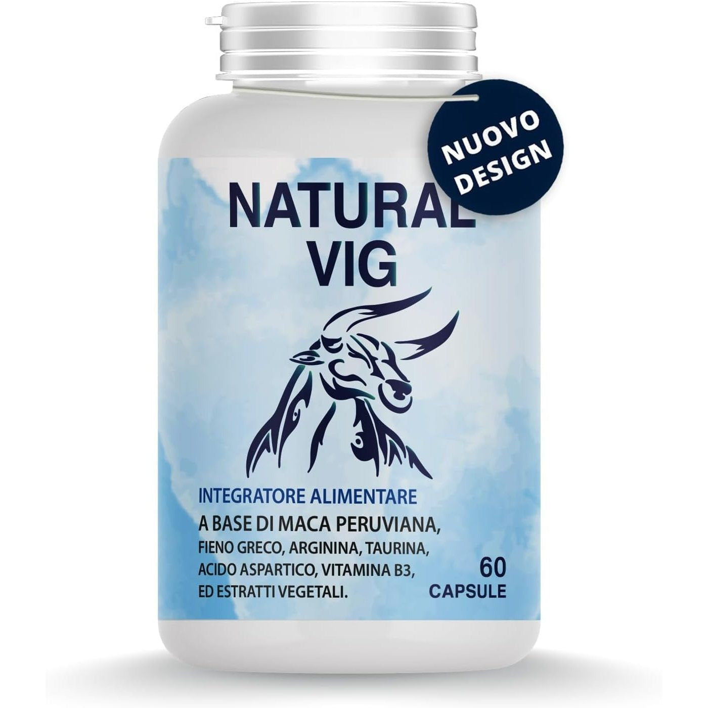 Compléments alimentaires pour hommes avec Maca péruvienne, Ginseng, Muira Puama, Argine, Taurine, Gingembre et Fenugrec – Formule en gélules – Fabriqué en Italie, 60 gélules