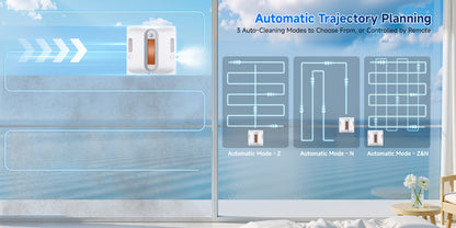 Lubluelu Robot de nettoyage de fenêtre intelligent électronique à fenêtre carrée, grande aspiration de 7,5 Kpa, système de protection de sécurité à 8 couches, nettoyage des bords, chiffon lavable et utilisable, double embout double face, visualisation du
