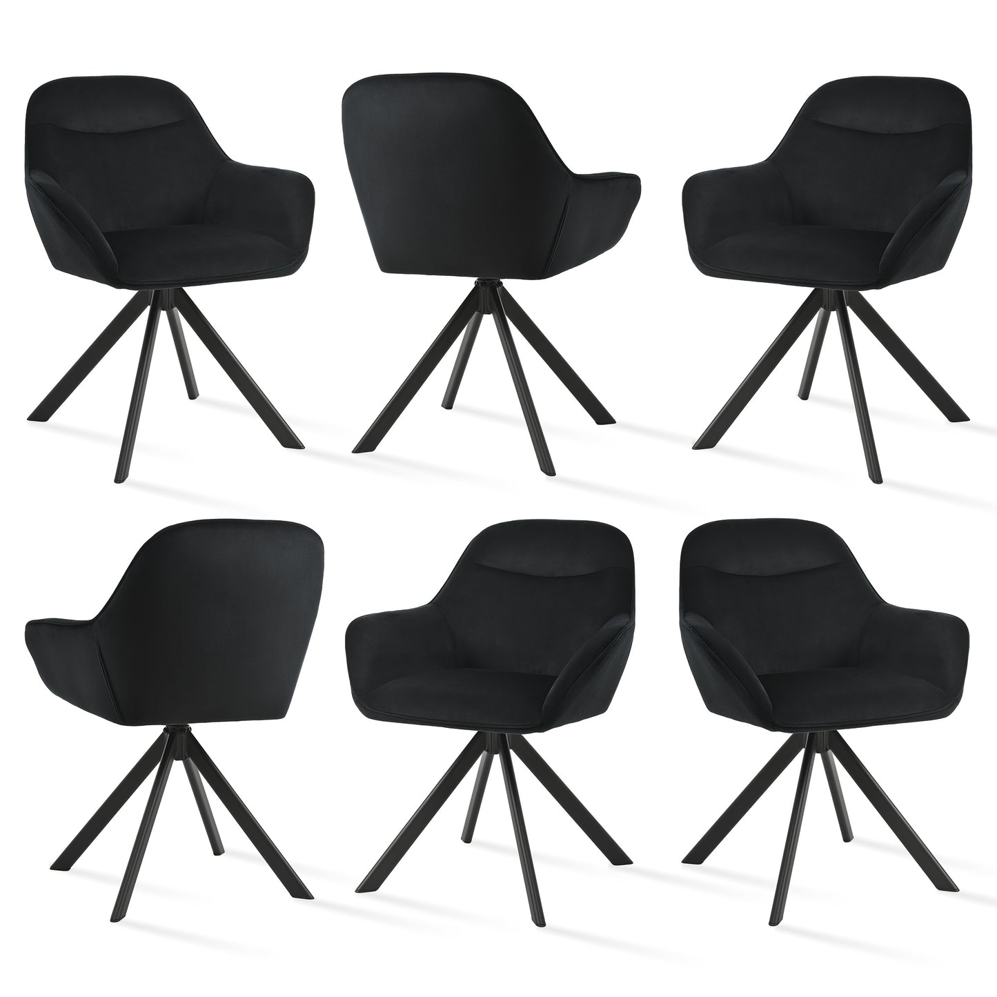 Chaises de salle à manger élégantes et contemporaines, pivotantes à 360 degrés, rembourrées avec assises épaisses, conçues de manière ergonomique pour les familles, les cafés et les restaurants - Lot de 2/ Lot de 4/ Lot de 6