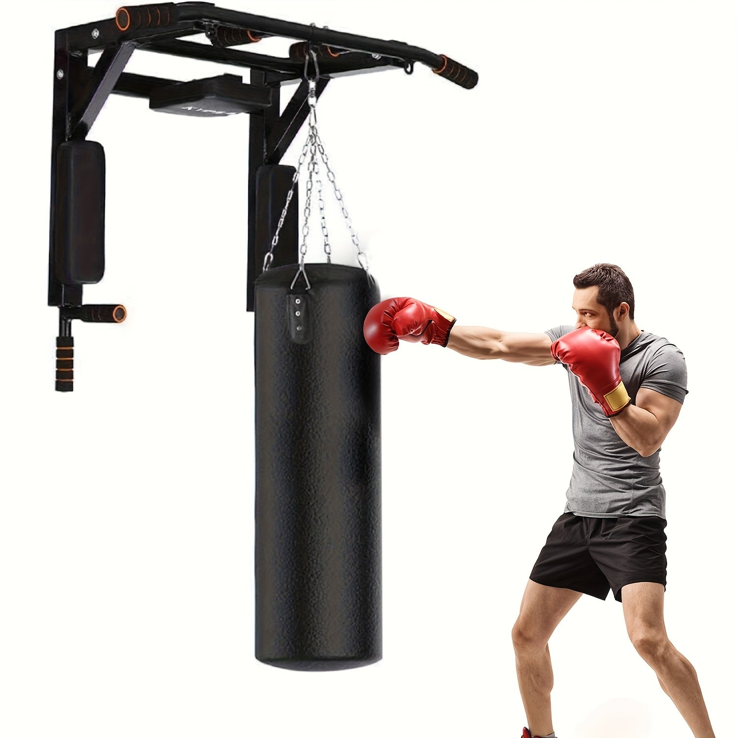 Barre de traction 4 en 1 pour montage mural, barres de traction, salle de sport à domicile, barre de traction, barre de traction multifonctionnelle, fixation murale, prise multiple, support d'entraînement en acier inoxydable, capacité de charge jusqu'à 20