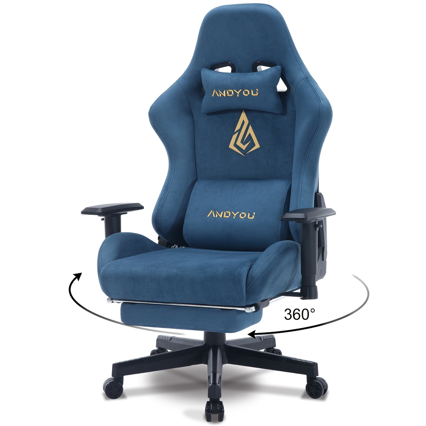 ANDYOU Chaise Gaming, Chaise de Bureau Respirante, Tissu de Haute Qualité Doux et Similar à la Fourrure Synthétique. Chaise PC Ergonomique, Chaises de Travail Pivotantes Réglables avec Repose-Pieds