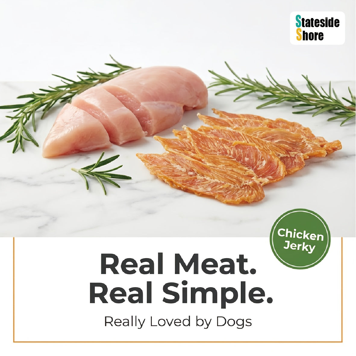 Fourrages pour Chiens en Steak Séché de Véritable Poitrine de Poulet Adaptés à Toutes les Races - Snacks Sans Céréales, Sans Cuir Cru, Riches en Protéines et Faibles en Matières Grasses avec à Mâcher Poitrine de Poulet, Récompenses d'Entraînement Digestib