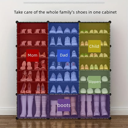 Étagère à chaussures facile, armoire à chaussures en plastique, rangement anti-poussière multicouche, convient pour l'assemblage multicouche d'étagères à chaussures dans les chambres, les halls d'entrée, les salons, les dortoirs et les portes avec de mult