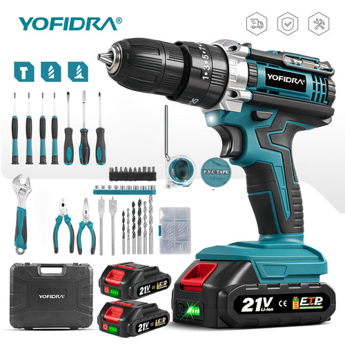 Perceuse sans fil, Perceuse électrique, Tournevis sans fil, 25+3 réglage de couple, Idéal pour la décoration maison et le bricolage, Ensemble d'outils électriques