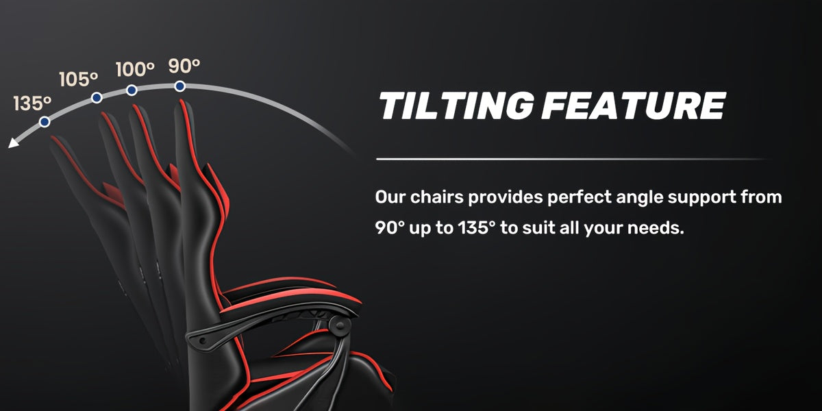 Fauteuil de gaming ergonomique avec repose-pieds - Fauteuil inclinable robuste à hauteur réglable, pivotant à 360° et avec support lombaire, mécanisme d'inclinaison manuel, options de couleur noir/rouge/blanc, texture imitation, rembourrage en mousse et c