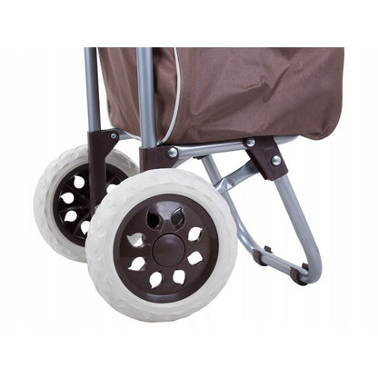 Chariot de courses pliable avec roues, robuste et spacieux, avec poche et poignées, pratique pour transporter des courses lourdes, base stable, grandes roues et poignée durable, en matériau imperméable, facile à nettoyer, poche pour verrouillage ou portef