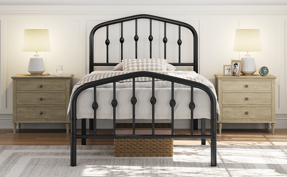 Costoffs Cadre de Lit Double en Métal Moderne - Avec Sommier à Lattes Métalliques - Espace de Rangement Sous-lit - Idéal pour Chambre, Dortoir ou Appoint - Style Industriel Intemporel