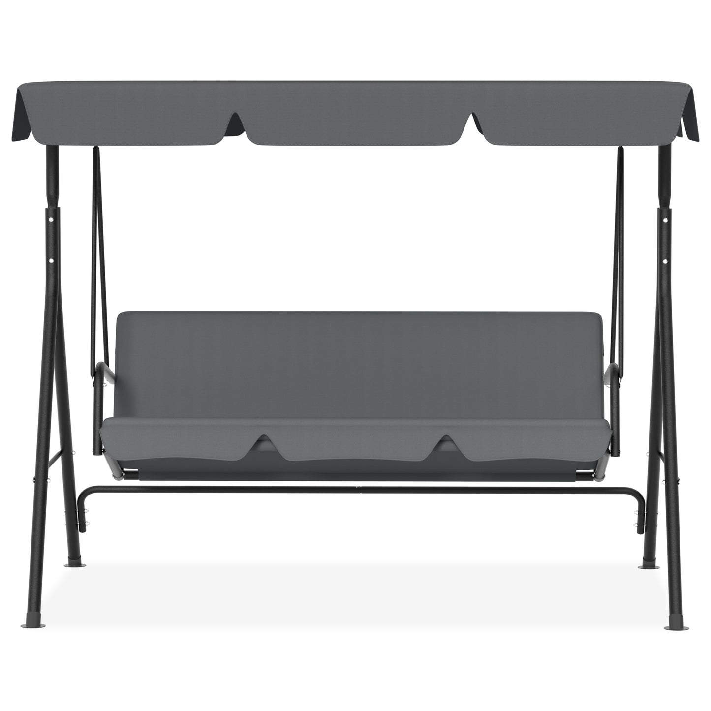 Balancelle de jardin à 3 places avec toit ouvrant réglable et coussin de siège et pieds antidérapants, balançoire de jardin jusqu'à 200 kg, fauteuil à bascule