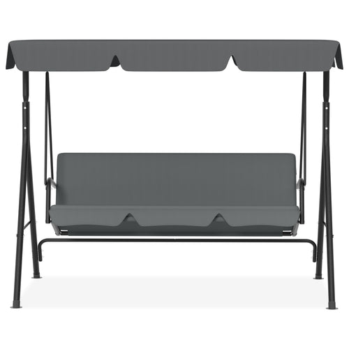 Balancelle de jardin à 3 places avec toit ouvrant réglable et coussin de siège et pieds antidérapants, balançoire de jardin jusqu'à 200 kg, fauteuil à bascule