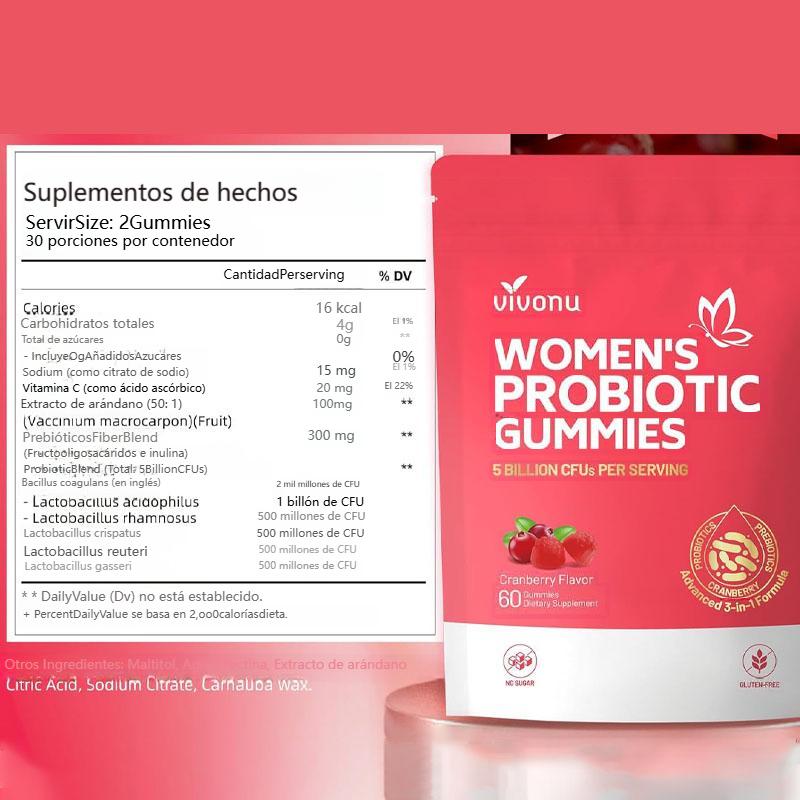VIVONU Female Probiotic Fudge, contient des canneberges et des prébiotiques, probiotiques pour femmes, 60 gélules de Fudge