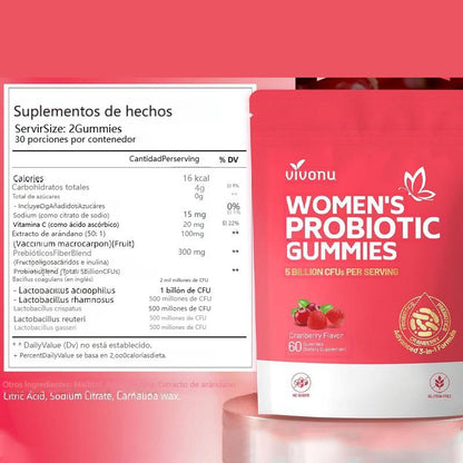 VIVONU Female Probiotic Fudge, contient des canneberges et des prébiotiques, probiotiques pour femmes, 60 gélules de Fudge